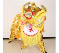 Shiketong Chinese Lion Dance Head for Adults Traditional Festival Silk Dragon Dance Outdoor Performance Costume(Yellow)