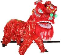 Shiketong Chinese Lion Dance Head for Adults Traditional Festival Silk Dragon Dance Outdoor Performance Costume(Red)