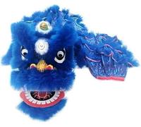 Shiketong Chinese Silk Lion Dance Dragon Head Costume for Festival Performance Outdoor Sports(Blue)