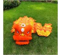 Shiketong Chinese Silk Lion Dance Dragon Head Costume for Festival Performance Outdoor Sports(Orange)