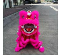 Shiketong Chinese Silk Lion Dance Dragon Head Costume for Festival Performance Outdoor Sports(Pink)