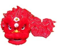 Shiketong Chinese Silk Lion Dance Dragon Head Costume for Festival Performance Outdoor Sports(Red)