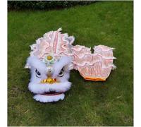 Shiketong Chinese Silk Lion Dance Dragon Head Costume for Festival Performance Outdoor Sports(White)