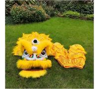 Shiketong Chinese Silk Lion Dance Dragon Head Costume for Festival Performance Outdoor Sports(Yellow)