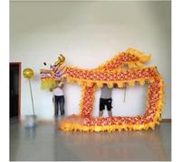 Shiketong Dragon Dance Costume 5.5M Silk Chinese New Year Parade Prop for 6 Players(Yellow)