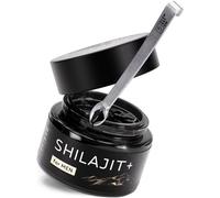 Shilajit Pure Himalaya Bio 50 g - Resina Original con 82% de Ácido Fúlvico y 87 Minerales | Mumijo Natural Altamente Dosificado | Tarro de Cristal Oscuro + Cuchara Dosificadora 500 mg | Shilajit Pure