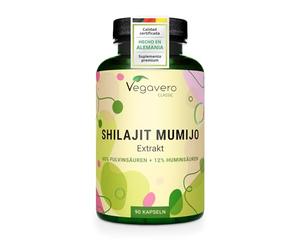 Shilajit Puro | 1.300 - DOSIS MÁS ALTA | 90 Cápsulas | 60% Ácido Fúlvico y 12% ácidos húmicos | Mumijo del Himalaya | Sin Aditivos | Vegavero