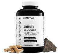 Shilajit puro 46000 mg. 120 cápsulas veganas para 2 meses de tratamiento. 60% Ácido Fúlvico y 12% Ácidos Húmicos. Rico en minerales y oligolementos. Fabricado en España por HIVITAL