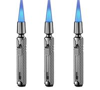 Shilidong Encendedor de Chorro a Prueba de Viento de Llama Azul de Poste Largo de Metal 1/2/3, Anti-escaldaduras, Encendido a Larga Distancia, Llama Ajustable, Antideslizante(Gray2)