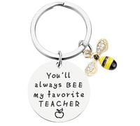 shilipu Llavero de abeja para mujeres y hombres, llavero para profesores, con texto en inglés "You Will Always Bee My Favorite Teacher", regalo para profesores, regalos de agradecimiento para mujeres
