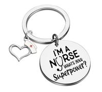 shilipu Llavero de acero inoxidable con texto en inglés "I'm A Nurse What's Your Superpower", regalo para enfermera, llavero de acero inoxidable para el día de la enfermera, Negro, G