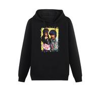 SHILIU YARD Hall and Oates Retro Pop Music Men's Hoodies Unisex Black Cotton Print Pullover Sweatshirts M