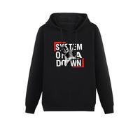 SHILIU YARD System Come and of A Good Down Men's Hoodies Unisex Black Cotton Print Pullover Sweatshirts L