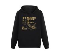 SHILIU YARD Technics School of Music Men's Hoodies Unisex Black Cotton Print Pullover Sweatshirts 3XL