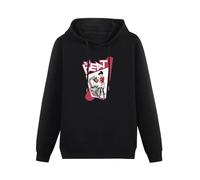 SHILIU YARD The Beat Record Player Girl Men's Hoodies Unisex Black Cotton Print Pullover Sweatshirts L