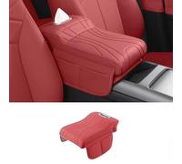 SHILONGBAIHUO Funda Reposabrazos Coche para Hyundai i20 III 2020-2024, Protector Consola Central Suave Cojín Acolchado Interior Accesorios Tapete Reposo,Red
