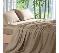 Shilucheng Sábanas 100% Viscosa derivada de bambú, tamaño Queen, 4 Piezas, Ultra refrescantes y Suaves como la Seda, Bolsillo Profundo de 16 Pulgadas, Personas Que Duermen con Calor,