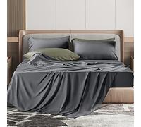 Shilucheng Sábanas de algodón de 1000 hilos tamaño Queen, juego de sábanas de lujo suave, sábanas transpirables 100% algodón egipcio, bolsillo de 16 pulgadas de profundidad, 4 piezas (Queen, gris