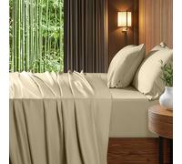 Shilucheng Sábanas tamaño Queen de 4 piezas, mezcla de rayón derivado de bambú, sábanas refrescantes y transpirables para colchones de 18 a 24 pulgadas de grosor, juego de ropa de cama sedoso de hotel