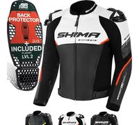 SHIMA Bandit 2.0 Chaqueta de cuero de moto perforada, negro-blanco-rojo, tamaño 56 para Hombres