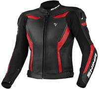 SHIMA Chase Chaqueta de cuero para motocicleta, negro-rojo, tamaño 54 para Hombres