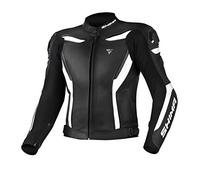 SHIMA Chase Chaqueta de cuero para motocicleta, negro-blanco, tamaño 50 para Hombres