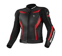 SHIMA CHASE Chaqueta Moto Hombre | Cazadora deportiva moto hombre de cuero verano ventilado con deslizadores de hombro, CE espalda, hombros, codos protecciones (Rojo, 48)