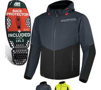 SHIMA DAYBREAKER MEN - Sudadera de Moto para Hombre - FiberQL - Capa de Aramida y Refrigeración, Protectores de Espalda, hombros y codos CE, cremallera y cierre a presión (Gris, M)