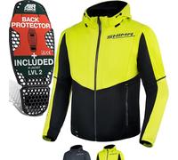 SHIMA DAYBREAKER MEN - Sudadera de Moto para Hombre - FiberQL - Capa de Aramida y Refrigeración, Protectores de Espalda, hombros y codos CE, cremallera y cierre a presión (Fluo, L)