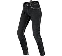 SHIMA Devon Jeans Moto - Pantalones Jeans Elásticos Ventilados Slim Fit con Refuerzos de FiberQL, Protectores CE de Rodillas y Caderas (Mujer, Negro, 28 Long)