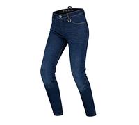 Shima Devon Jeans Moto - Pantalones Jeans Elásticos Ventilados Slim Fit con Refuerzos de FiberQL, Protectores CE de Rodillas y Caderas (Mujer, Azul Oscuro, 26 Long)