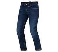 Shima Devon Jeans Moto - Pantalones Jeans Elásticos Ventilados Slim Fit Hombres con Refuerzos de FiberQL, Protectores CE de Rodillas y Caderas (Hombre, Azul Oscuro, 32 Long)