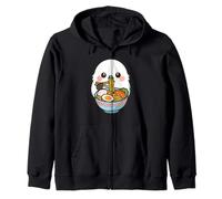Shima Enaga Bird Eating Ramen Fideos Kawaii Lindo Divertido Sudadera con Capucha