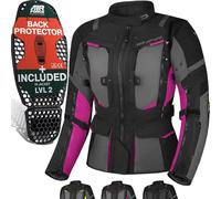 SHIMA Hero 2.0 impermeable Chaqueta textil de motocicleta para mujer, negro-rosa, tamaño XS