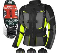 SHIMA HERO 2.0 Chaqueta Moto Mujere -Toda Estaciones Cazadora Moto Cordura Textil Hombre con membrana impemeable capa calefactora CE protecciones, ajuste de la anchura (Fluo, M)