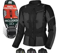 SHIMA HERO 2.0 Chaqueta Moto Mujere -Toda Estaciones Cazadora Moto Cordura Textil Hombre con membrana impemeable capa calefactora CE protecciones, ajuste de la anchura (Negro, M)