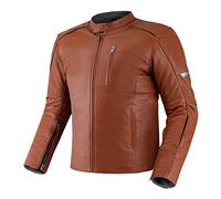 SHIMA HUNTER Chaqueta Moto Hombre | Cazadora moto hombre de cuero vintage ventilado con CE espalda, hombros, codos protecciones, reforzado costuras dobles (Model 2022, Marrón claro, 5XL)