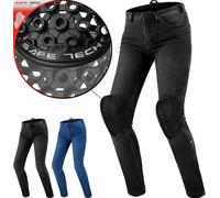 SHIMA Metro Pantalon Moto De Las Mujeres Protectores Airforce Homologado Ajustado Tejanos Pantalón Vaqueros Jeans protección de Rodilla (Femenino, Negro, 24/30)