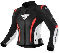 SHIMA Miura 2.0 Chaqueta de cuero para motocicleta para damas, negro-blanco-rojo, tamaño 40 para Mujer