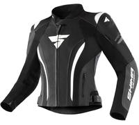 SHIMA Miura 2.0 Chaqueta de cuero para motocicleta para damas, Negro/Blanco, Talla 36
