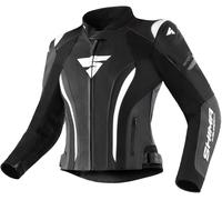 SHIMA Miura 2.0 Chaqueta de cuero para motocicleta para damas, Negro/Blanco, Talla 38