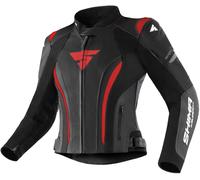SHIMA Miura 2.0 Chaqueta de cuero para motocicleta para damas, negro/rojo, Talla 38