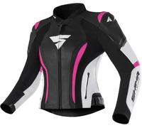 SHIMA Miura 2.0 Chaqueta de cuero para motocicleta para damas, negro/rosa, Talla 40