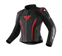 SHIMA Miura 2.0 Chaqueta de moto - Piel, mujer, chaqueta deportiva con protectores de espalda, codos y hombros, piel perforada, para traje de 2 piezas (42, Negro/Rojo)