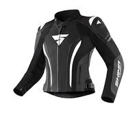 SHIMA Miura 2.0 Chaqueta de moto - Piel, mujer, chaqueta deportiva con protectores de espalda, codos y hombros, piel perforada, para traje de 2 piezas (42, Negro/Blanco)