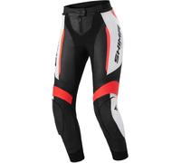 SHIMA Miura 2.0 Pantalones de cuero para motocicleta para damas, Negro/Blanco/Rojo, Talla 36
