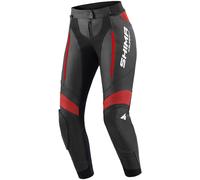 SHIMA Miura 2.0 Pantalones de moto - Cuero, mujer, pantalones deportivos con protectores de caderas y rodillas, cuero perforado, paneles elásticos, para traje de 2 piezas (32, Negro/Rojo)