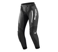 SHIMA Miura 2.0 Pantalones de moto - Cuero, mujer, pantalones deportivos con protectores de caderas y rodillas, cuero perforado, paneles elásticos, para traje de 2 piezas (32, Negro/Blanco)
