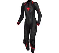 SHIMA MIURA RS Traje Moto Mujer - Traje de cuero de 1 pieza, deportivo, de competición, ventilado con deslizadores en hombros y rodillas, almohadillas CE en espalda, hombros y codos (34, Negro/Rojo)