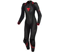 SHIMA MIURA RS Traje Moto Mujer - Traje de cuero de 1 pieza, deportivo, de competición, ventilado con deslizadores en hombros y rodillas, almohadillas CE en espalda, hombros y codos (34, Negro/Rojo)